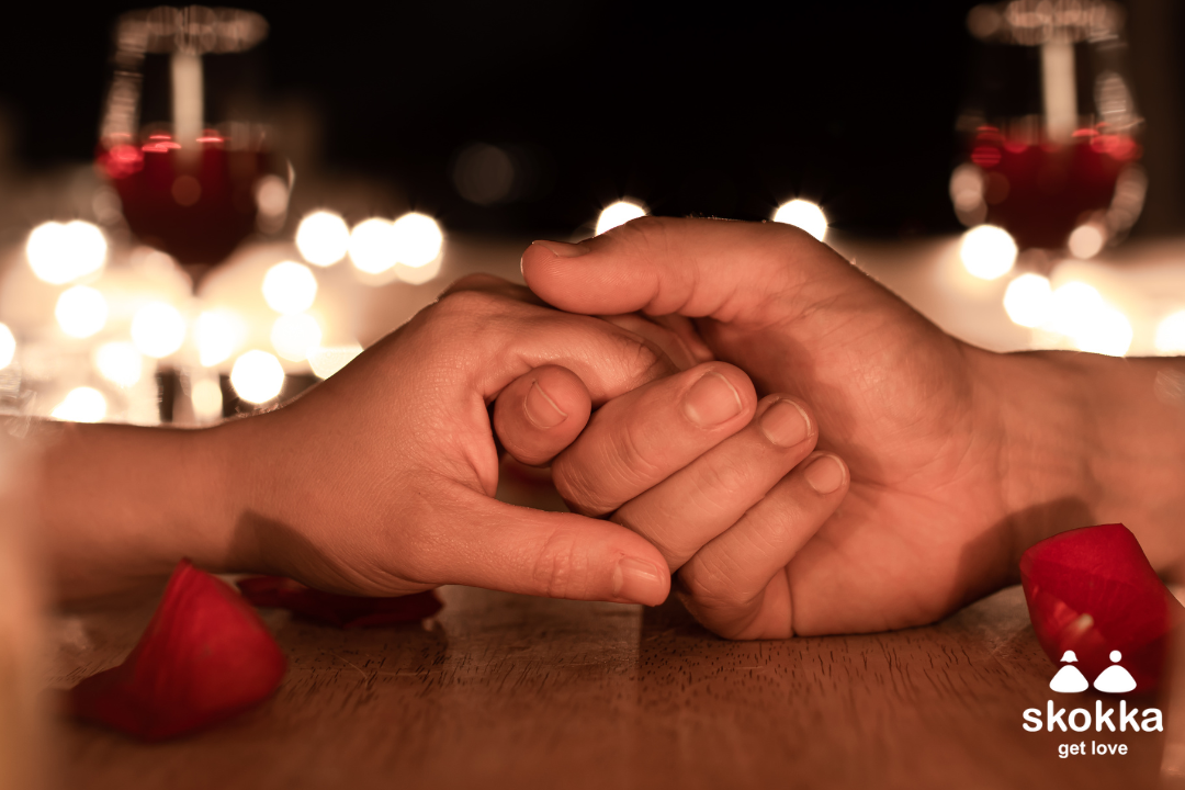 An image of one of our skokka escorts holding hands with a client on valentine’s day.