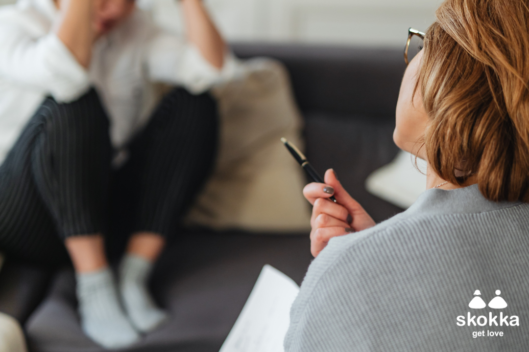 An image of an escort talking to a therapist during sexual health week.